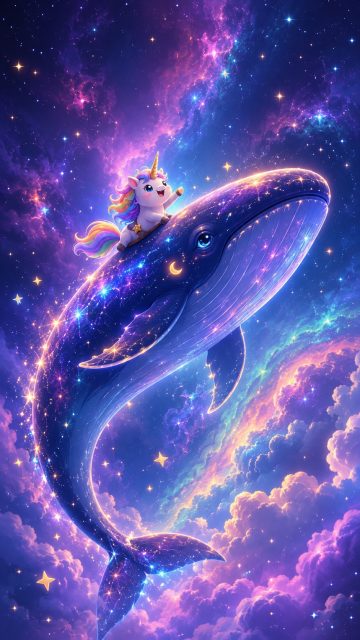Space Whale Cosmic Unicorn Wallpaper