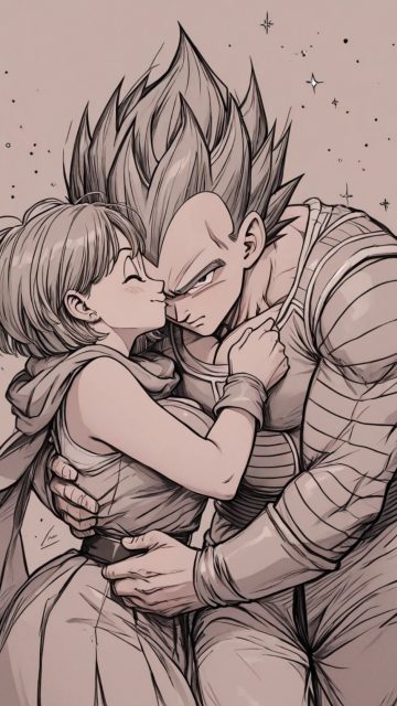 Vegeta and Bulma Embrace Wallpaper