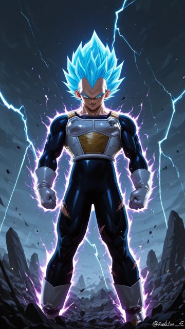 Super Saiyan Blue Vegeta Lightning Wallpaper